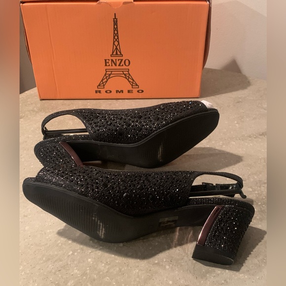 Enzo Romeo | Womens Open Toe Low Heel | Wedding Rhinestone Shoes - Picture 4 of 6